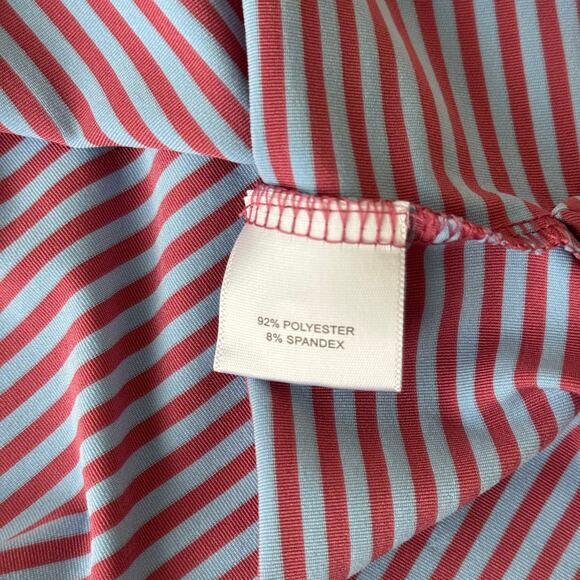 Peter Millar Polo Short Sleeve Shirt Pink Blue Striped Embroidered Sun XL - Picture 6 of 6